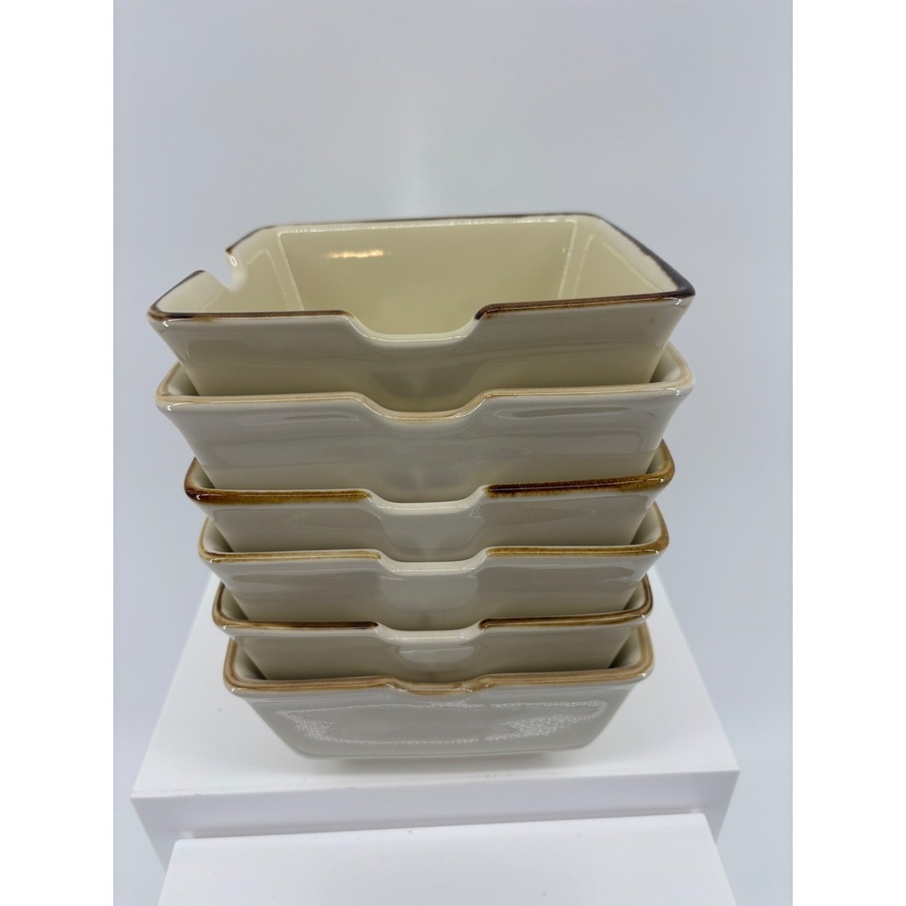 POTTERY BARN Asian Square Putty Noodle Rice Ramen Bowls Set Of 6 Japan - Picture 2 of 7